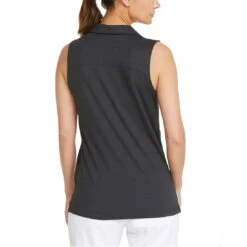 Puma Women's CLOUDSPUN Coast Sleeveless Polo 13 Puma Women's CLOUDSPUN Coast Sleeveless Polo -Elite Golf Shop puma 2022 womens cloudspun coast sleeveless polo black back model itempicture