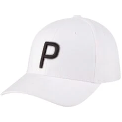 Puma 2022 Women's P Snapback Hat -Elite Golf Shop puma 2022 womens p snapback hat white itempicture