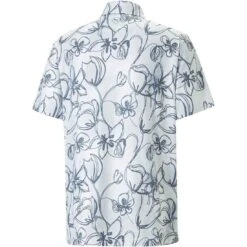 Puma Cloudspun Stems Polo -Elite Golf Shop puma cloudspun stems polo bright white evening sky back itempicture