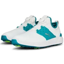 Puma Ignite Articulate Golf Shoes White/Silver/Green Lagoon -Elite Golf Shop puma ignite articulate golf white silver green lagoon 376078 08 pair itempicture