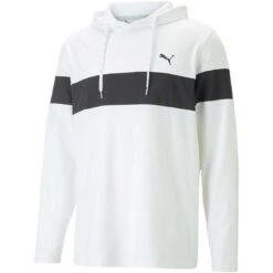 Puma MATTR Colorblock Hoodie -Elite Golf Shop puma mattr colorblock hoodie white black front itempicture