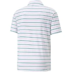 Puma MATTR Striper Polo -Elite Golf Shop puma mattr striper polo bright white green lagoon back itempicture