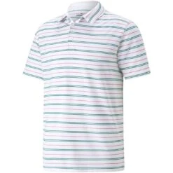 Puma MATTR Striper Polo -Elite Golf Shop puma mattr striper polo bright white green lagoon itempicture