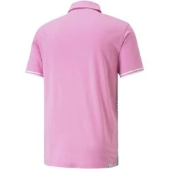 Puma MATTR Track Polo -Elite Golf Shop puma mattr track polo pink mist green lagoon back itempicture