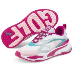 Puma Women's GS-Fast Golf Shoes White/Chalk Pink/Porcelain 9 Puma Women's GS-Fast Golf Shoes White/Chalk Pink/Porcelain -Elite Golf Shop puma womens gs fast golf shoes white chalk pink porcelain pair itempicture