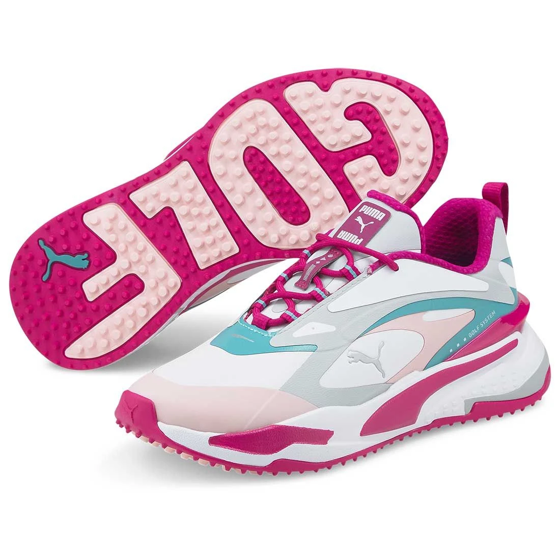 Puma Women's GS-Fast Golf Shoes White/Chalk Pink/Porcelain 5 Puma Women's GS-Fast Golf Shoes White/Chalk Pink/Porcelain - Image 3