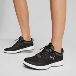 Puma Women's Ignite Malibu Golf Shoes Black/Silver/Black -Elite Golf Shop puma womens ignite malibu golf black silver black 376158 02 mod1 itempicture