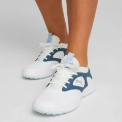 Puma Women's Ignite Malibu Golf Shoes White/Silver/Evening Sky 13 Puma Women's Ignite Malibu Golf Shoes White/Silver/Evening Sky -Elite Golf Shop puma womens ignite malibu golf white silver eve sky 376158 04 mod1 itempicture