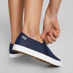 Puma Women's Tustin Fusion Slip-On Golf Shoes Navy Blazer/Quiet Shade -Elite Golf Shop puma womens laguna tustin slipon navy blazer qt shade 376783 03 mod3 itempicture