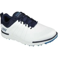Skechers GO GOLF Elite Tour SL Golf Shoes White/Navy 9 Skechers GO GOLF Elite Tour SL Golf Shoes White/Navy -Elite Golf Shop skechers go golf elite tour sl golf shoes white navy front itempicture