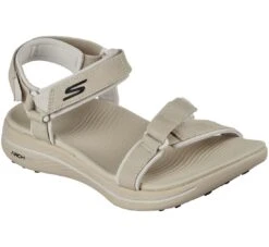 Skechers Women's GO GOLF Arch Fit Sandals Taupe -Elite Golf Shop skechers womens go golf arch fit sandals taupe angle itempicture
