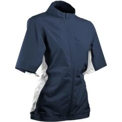 Sun Mountain Women's Monsoon Short Sleeve Rain Jacket -Elite Golf Shop sun mountain 2023 womens monsoon ss rain jacket navy itempicture