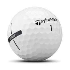 TaylorMade Distance+ Golf Balls 5 TaylorMade Distance+ Golf Balls -Elite Golf Shop taylormade 2021 distance plus white golf balls side stamp 1