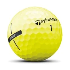 TaylorMade Distance+ Yellow Golf Balls -Elite Golf Shop taylormade 2021 distance plus yellow golf balls side stamp