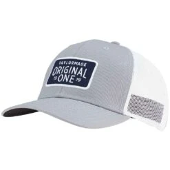 TaylorMade Lifestyle Original One Trucker Hat -Elite Golf Shop taylormade 2023 lifestyle original one trucker hat grey white itempicture
