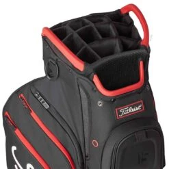 Titleist 2022 Cart 15 Cart Bag -Elite Golf Shop titleist 2022 cart 15 cart bag black black red top itempicture