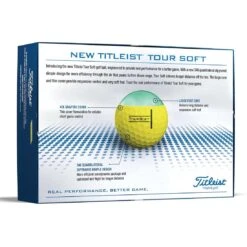 Titleist Tour Soft Yellow Golf Balls -Elite Golf Shop titleist 2022 tour soft yellow golf balls back itempicture 1