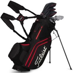 Titleist Hybrid 14 Stand Bag -Elite Golf Shop titleist 2023 hybrid 14 stand bag black black red straps itempicture