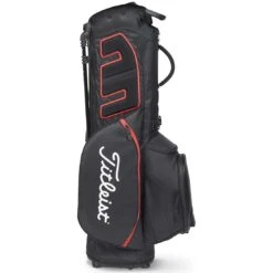 Titleist Players 5 Stand Bag -Elite Golf Shop titleist 2023 players 5 stand bag black black red back itempicture