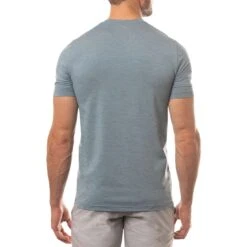 TravisMathew Scenic Vista Active Tee -Elite Golf Shop travismathew scenic vista active tee heather copen blue back itempicture