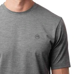 TravisMathew Scenic Vista Active Tee -Elite Golf Shop travismathew scenic vista active tee heather grey logo itempicture