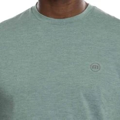 TravisMathew Scenic Vista Active Tee -Elite Golf Shop travismathew scenic vista active tee heather silver pine logo itempicture