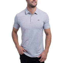 TravisMathew The Heater Polo -Elite Golf Shop travismathew the heater polo heather microchip front itempicture