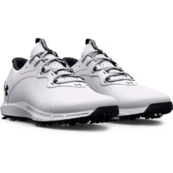 Under Armour Charged Draw 2 Golf Shoes White/Black -Elite Golf Shop under armour charged draw 2 golf shoes white black pair itempicture