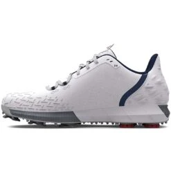 Under Armour HOVR Drive 2 Golf Shoes White/Metallic Silver -Elite Golf Shop under armour hovr drive 2 golf shoes white metallic silver side itempicture